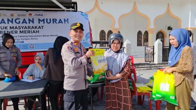 Polres Bener Meriah Gelar Gerakan Pangan Murah di Pante Raya, Warga Antusias Dapatkan Beras Terjangkau