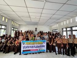 Satlantas Polres Pelabuhan Belawan Gelar Police Goes To School di SMK Negeri 13 Medan