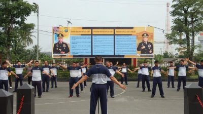 Sabtu Sehat, Polres Pelabuhan Belawan Gelar Olahraga Bersama Usai Apel Pagi